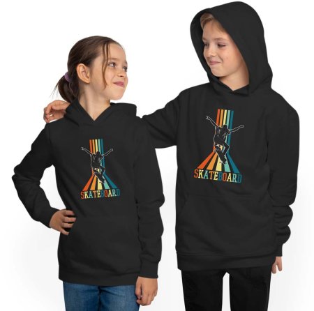 Hooded Sweater Kids Skater Hoodie - Jumping Skater in Retro Style i547